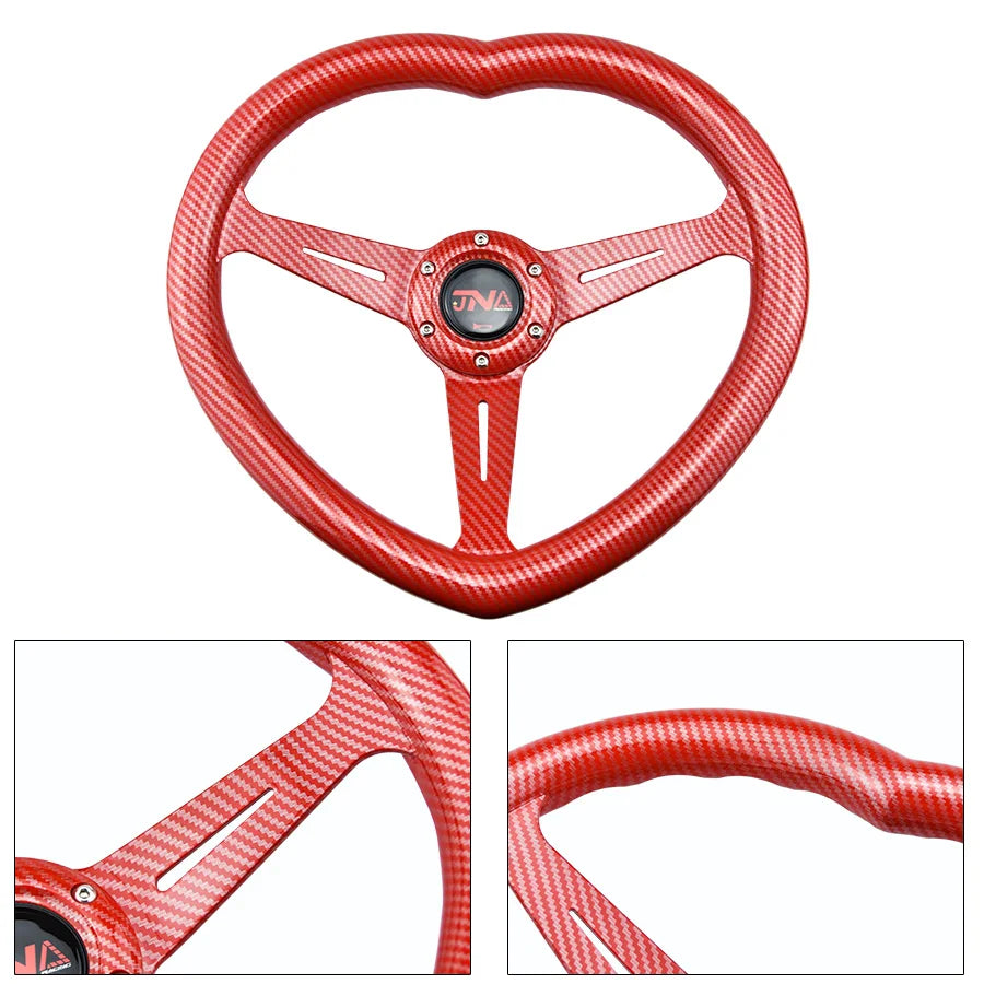 JDM Red Carbon Fiber Universal Modified Racing Car Steering Wheel For Girls