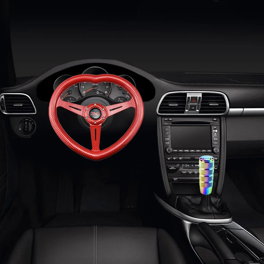 JDM Red Carbon Fiber Universal Modified Racing Car Steering Wheel For Girls