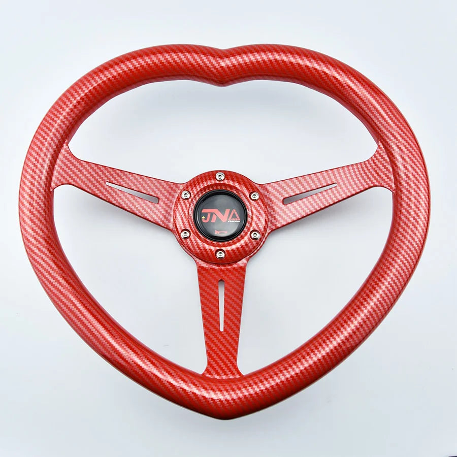 JDM Red Carbon Fiber Universal Modified Racing Car Steering Wheel For Girls