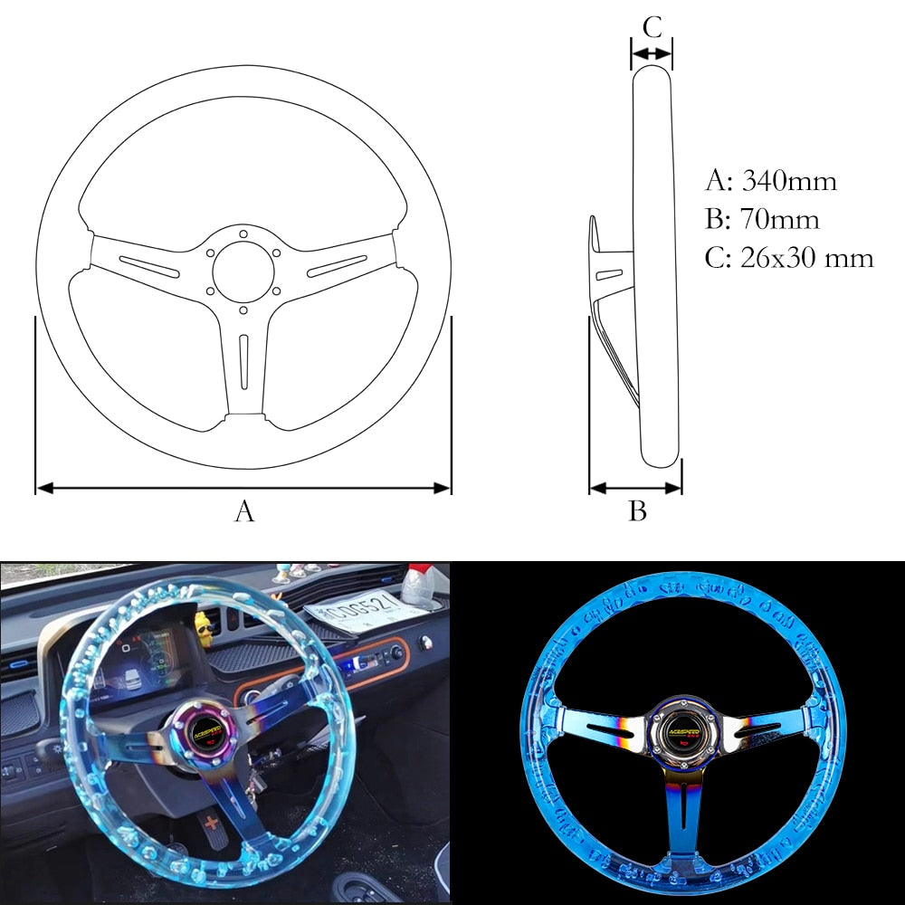 JDM Sport Racing acrylic steering wheel