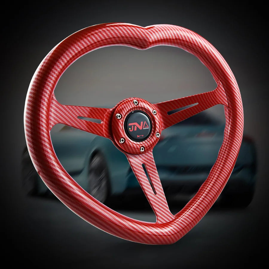 JDM Red Carbon Fiber Universal Modified Racing Car Steering Wheel For Girls