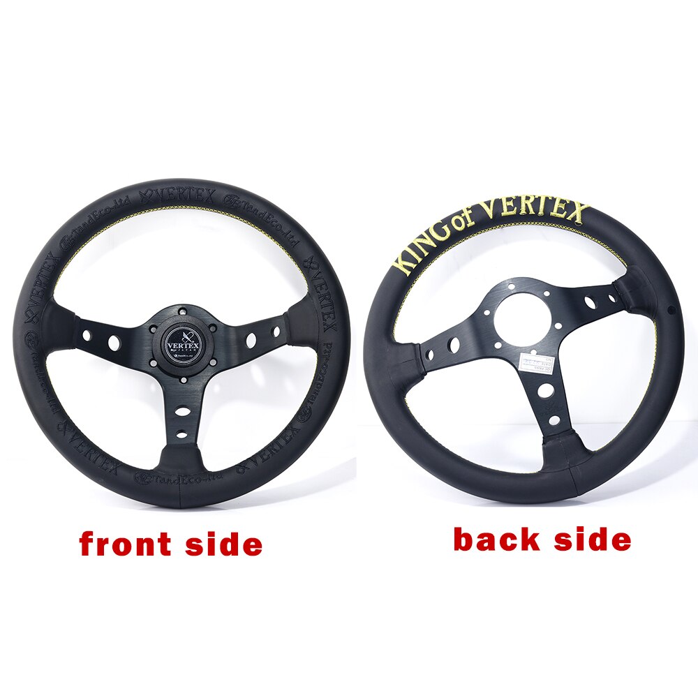 VERTEX KING 330mm jdm Racing Black Genuine Leather Drift Sport Steering Wheel