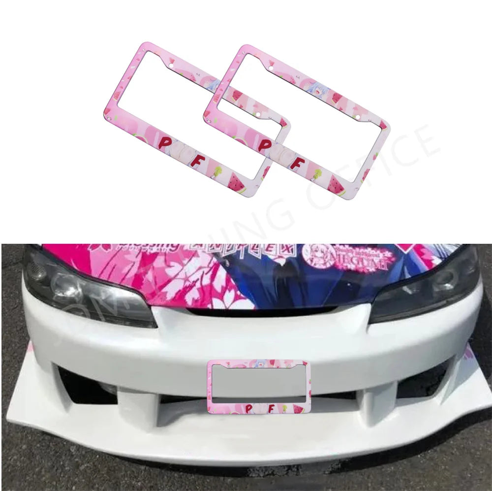 Cute watermelon Japanese anime style license plate frames