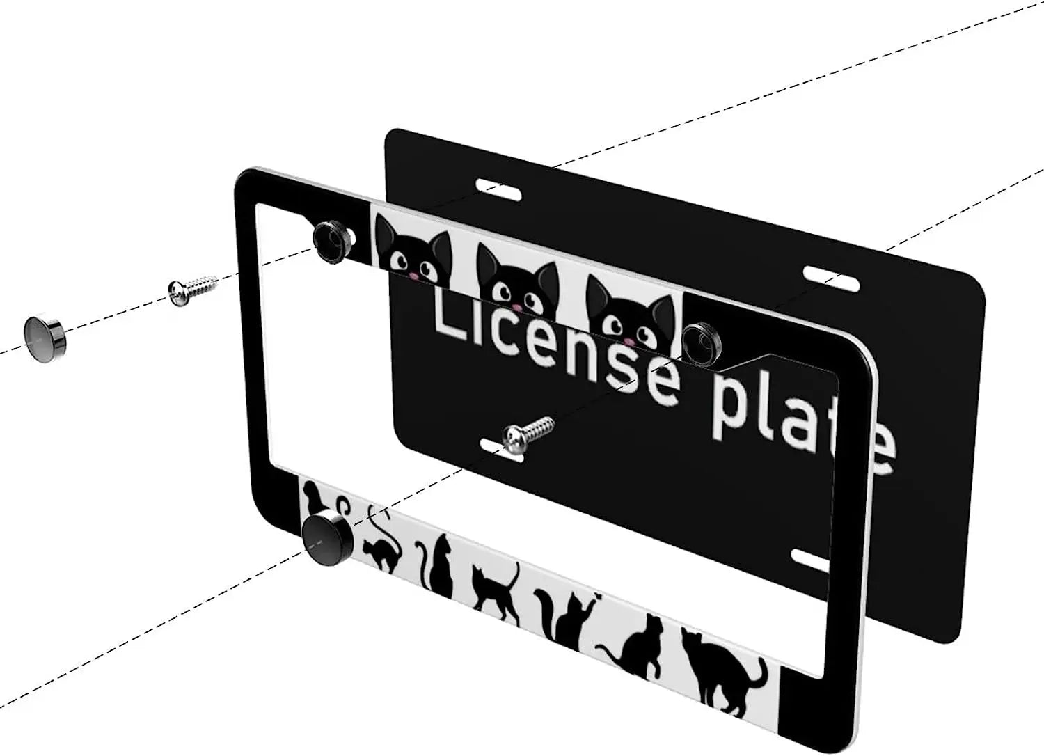 Black Cat License Plate Frame