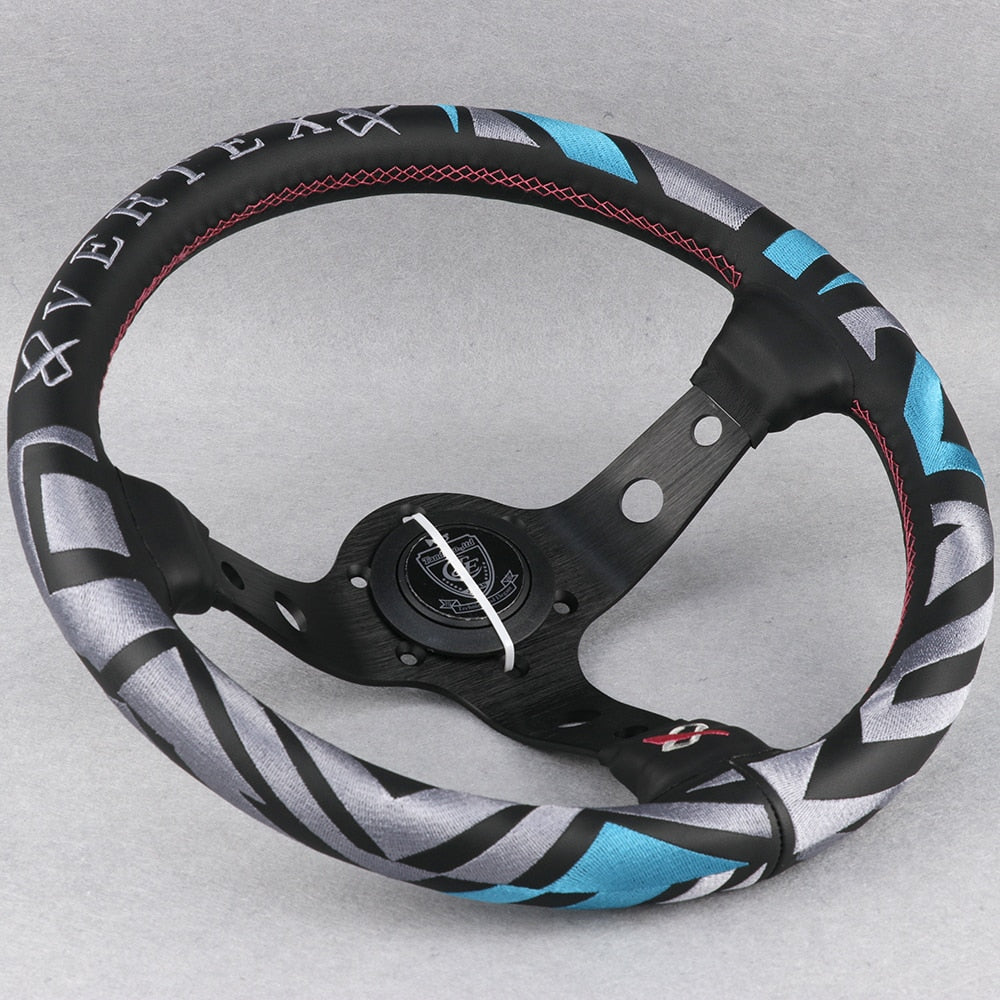 JDM Genuine Leather Embroidery Sport Steering Wheel Drift