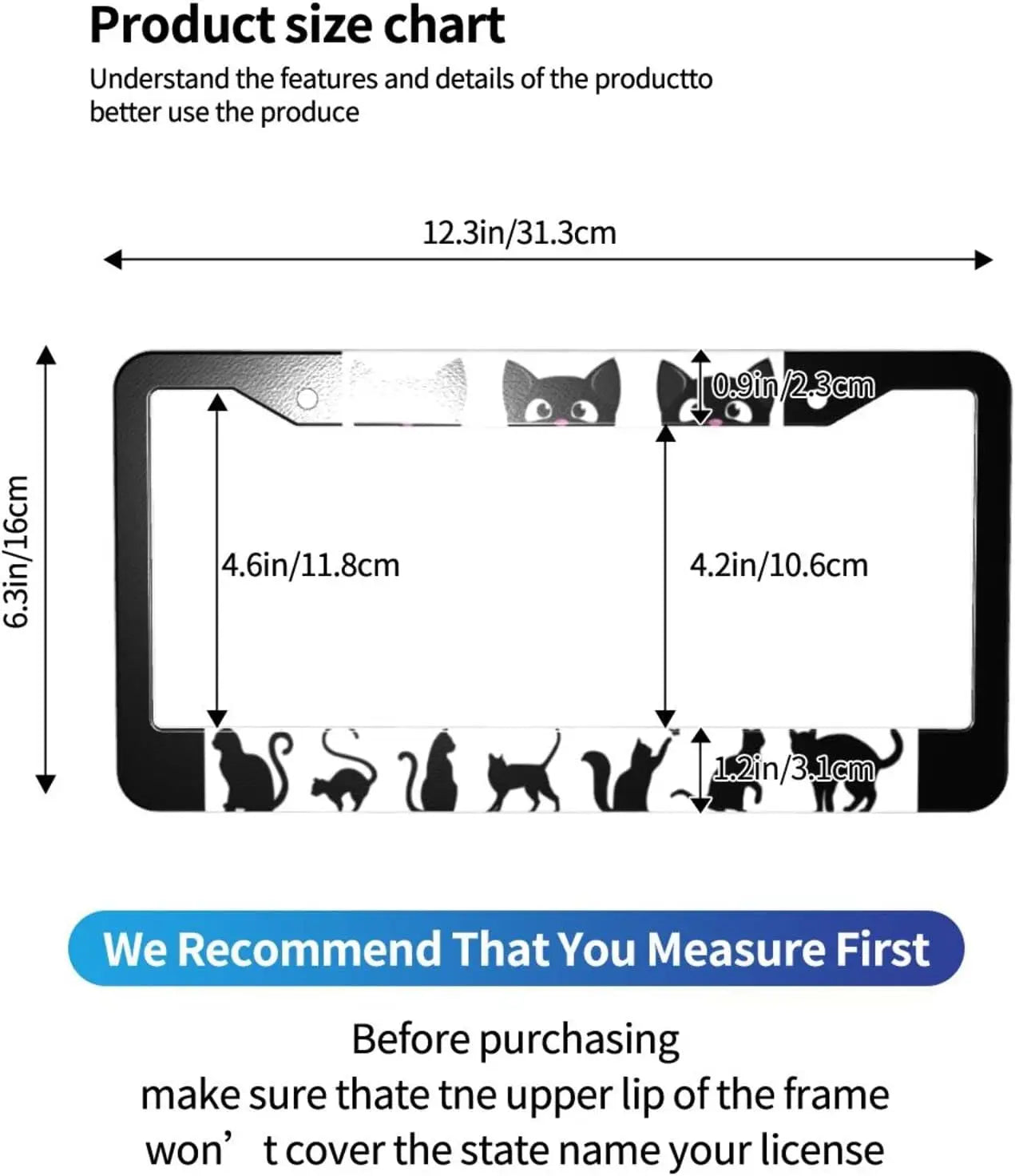 Black Cat License Plate Frame