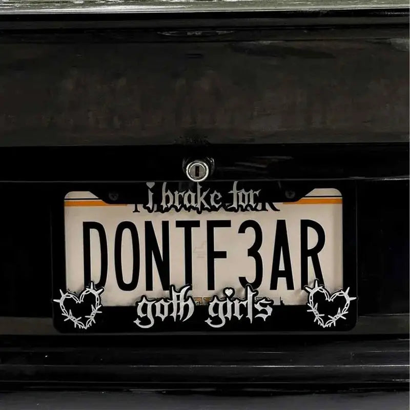 Black license plate frames, for girls