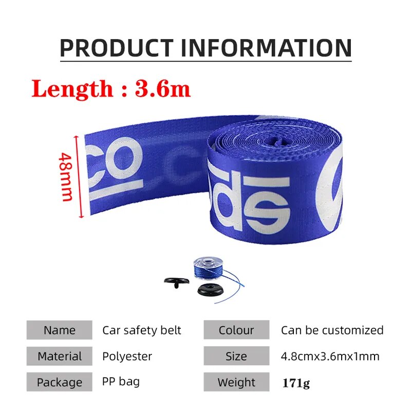 Universal seat belt for racing cars