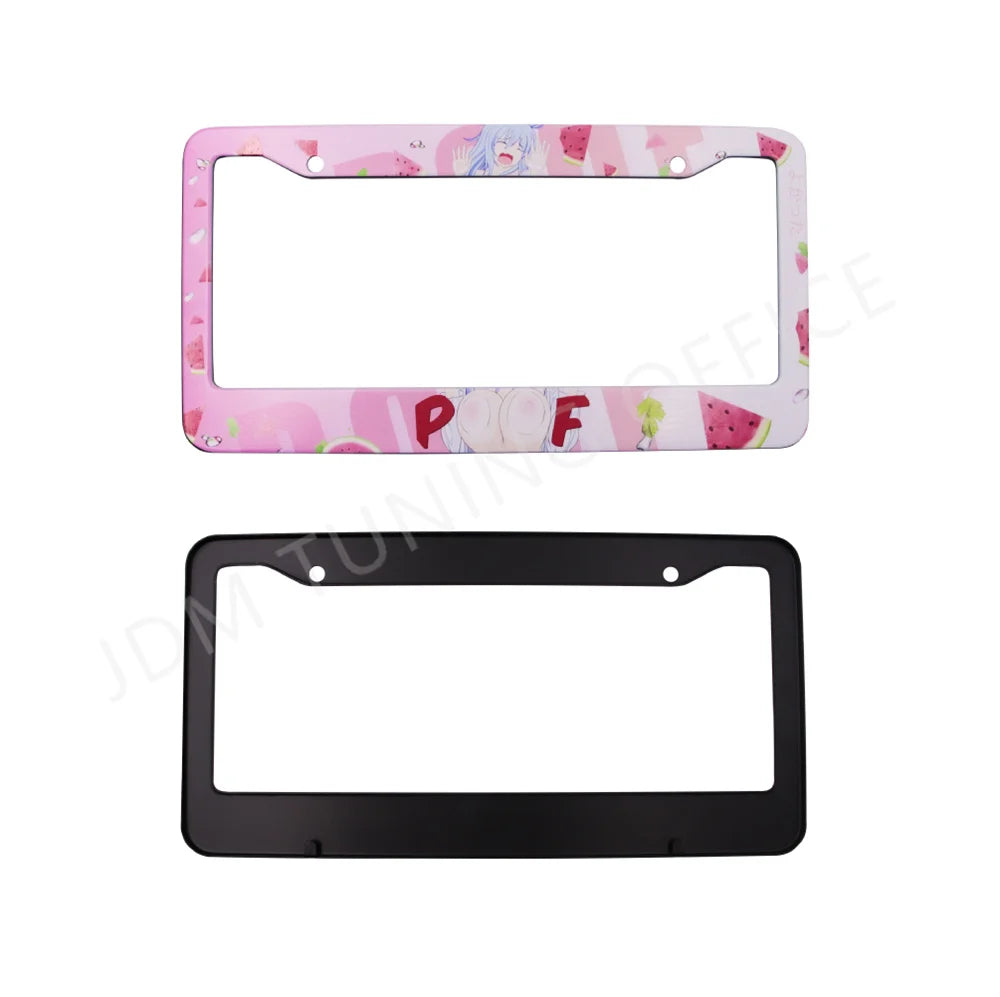 Cute watermelon Japanese anime style license plate frames
