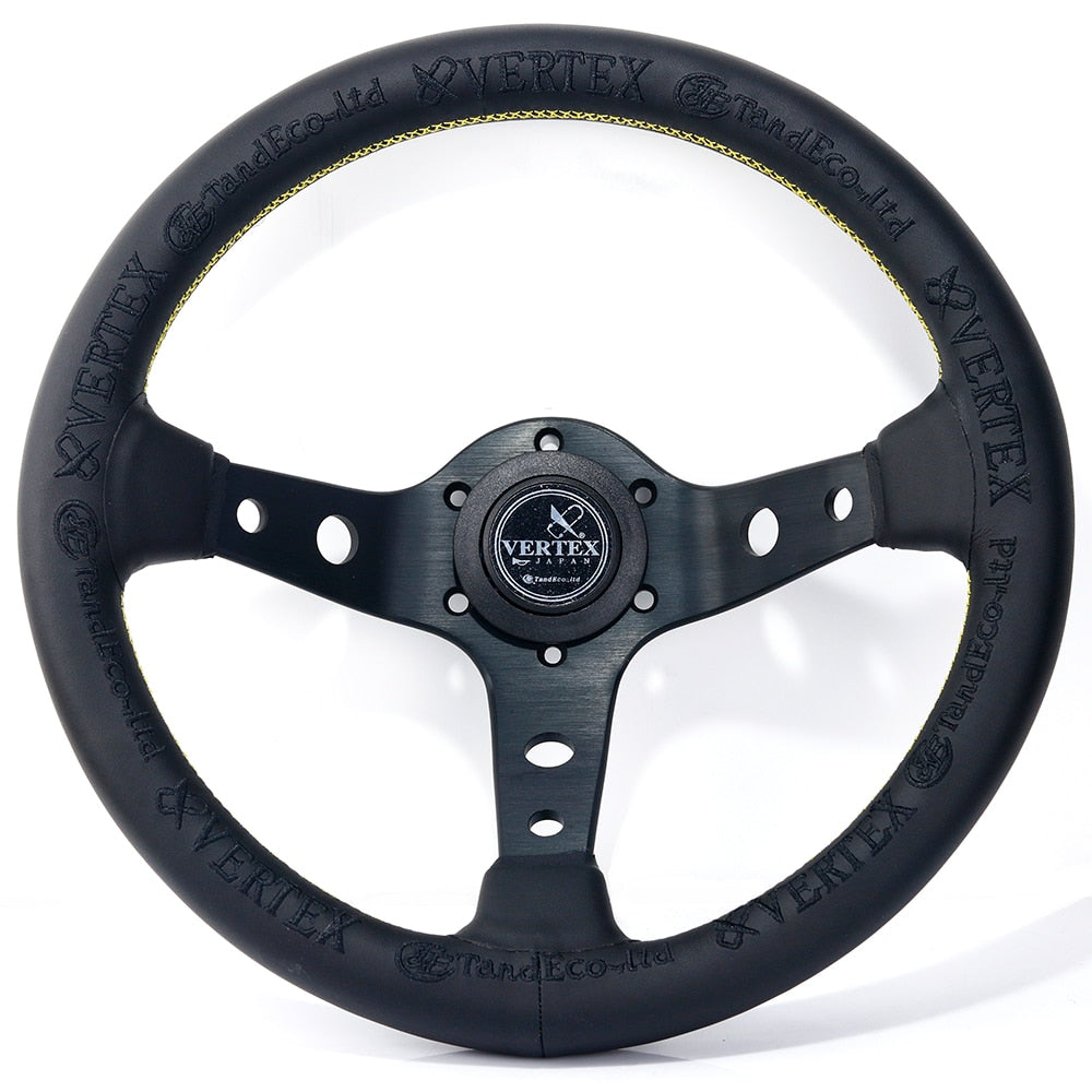 VERTEX KING 330mm jdm Racing Black Genuine Leather Drift Sport Steering Wheel
