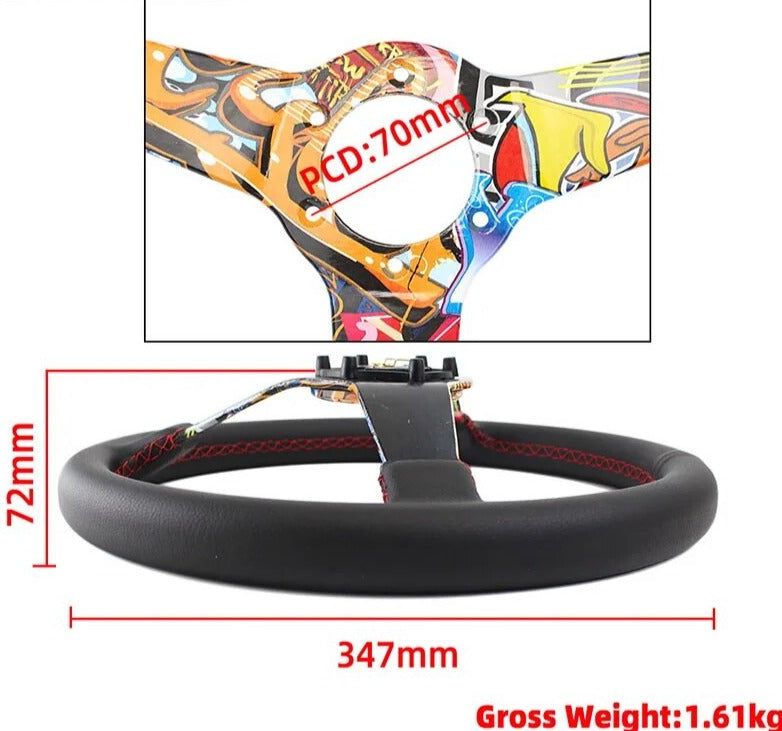 Universal racing leather steering wheel MOMO Drift