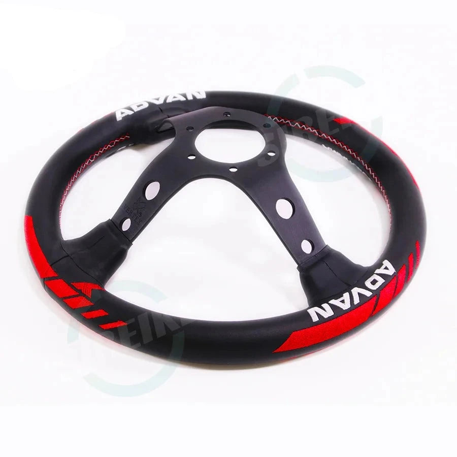 JDM Vertex Leather Embroidered Steering Wheel Racing Sport Drift Steering Wheel