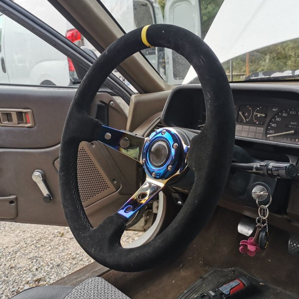 Sports suede steering wheel