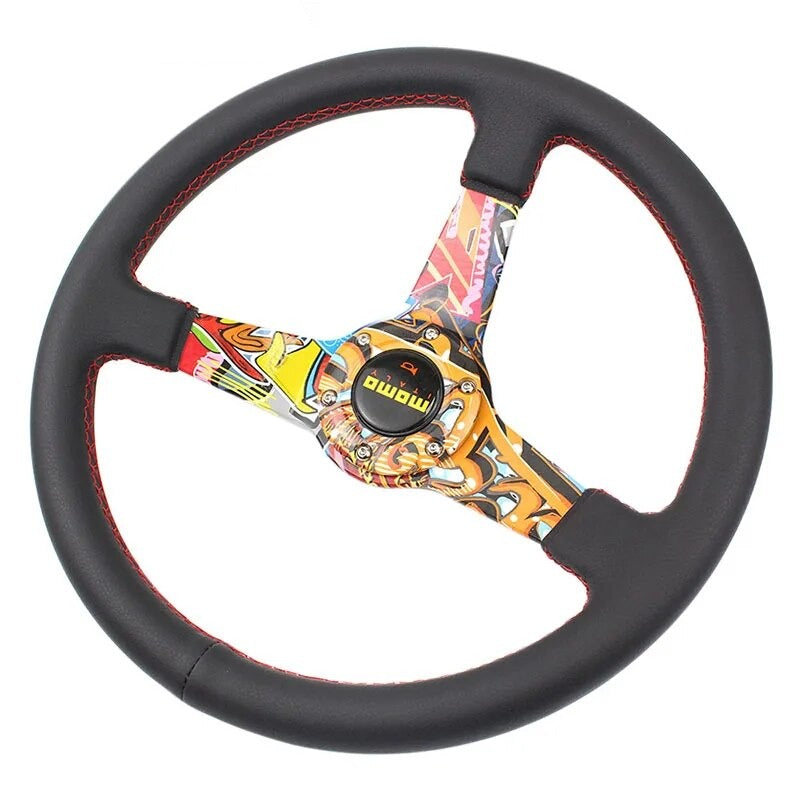 Universal racing leather steering wheel MOMO Drift