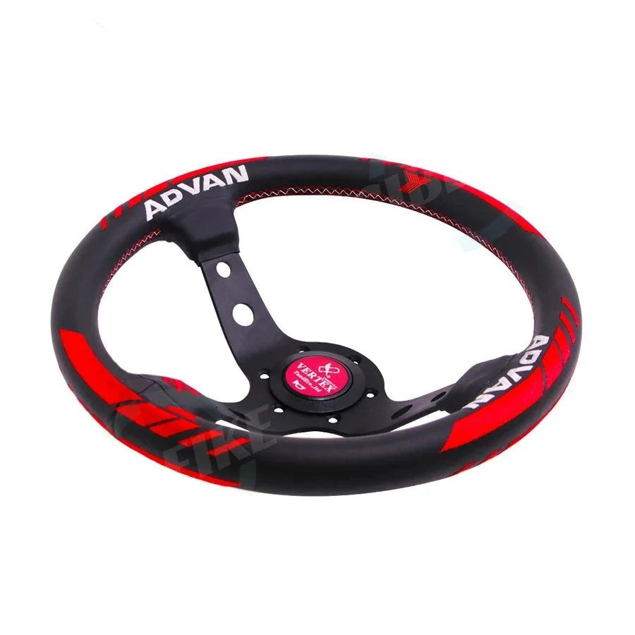 JDM Vertex Leather Embroidered Steering Wheel Racing Sport Drift Steering Wheel
