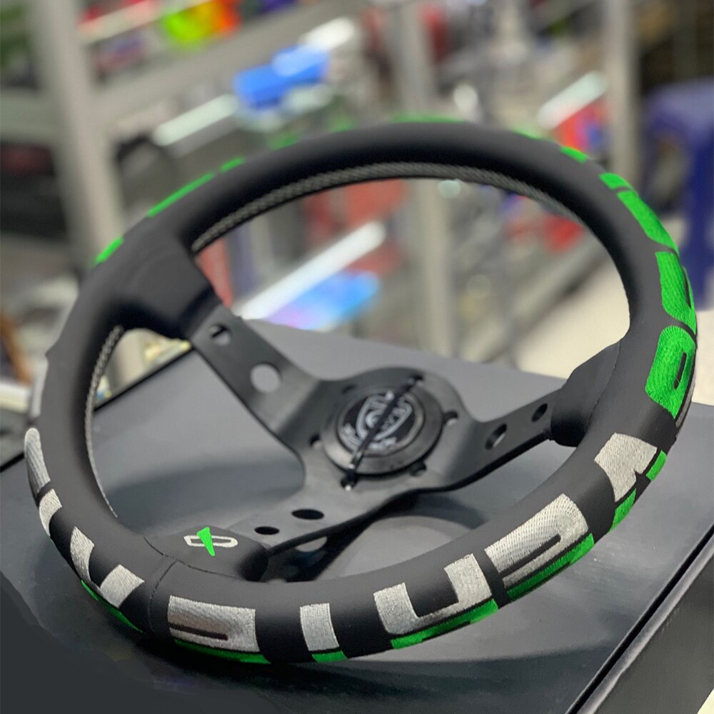 JDM Genuine Leather Embroidery Sport Steering Wheel Drift