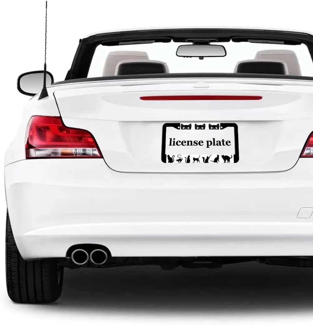 Black Cat License Plate Frame