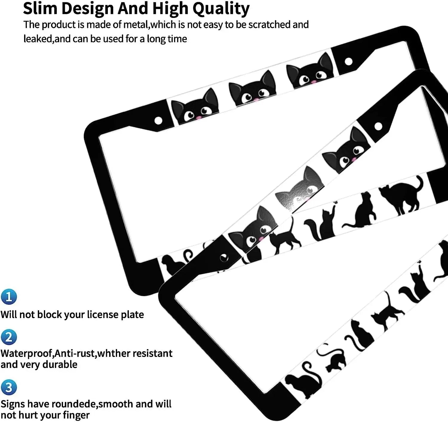 Black Cat License Plate Frame