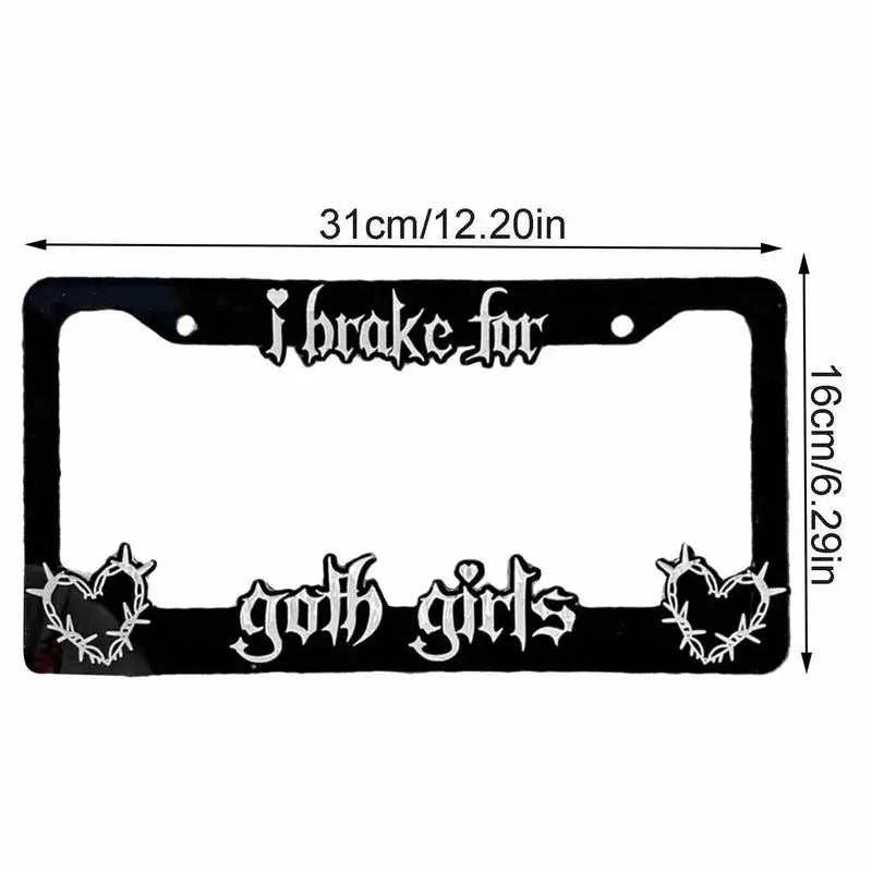 Black license plate frames, for girls