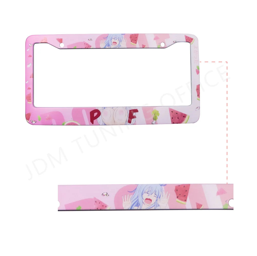 Cute watermelon Japanese anime style license plate frames