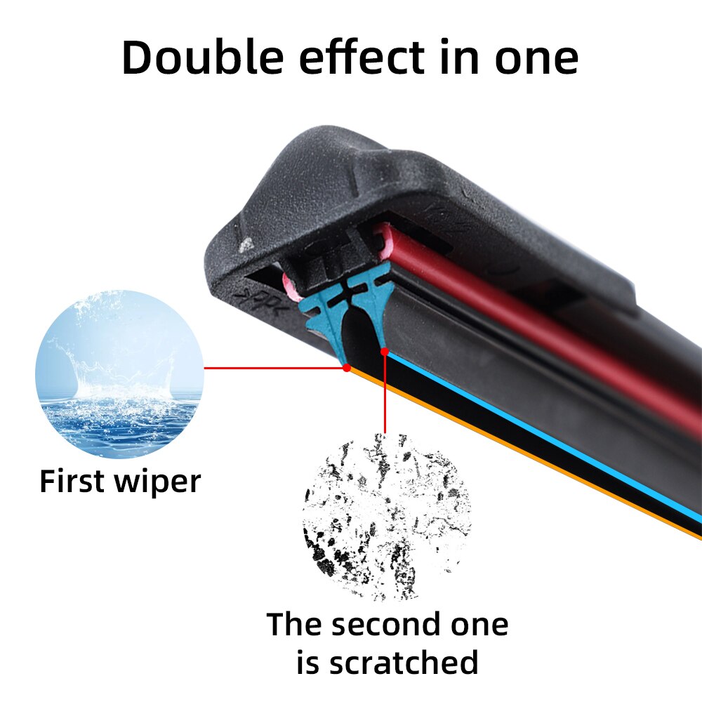 Universal soft double layer rubber car wipers