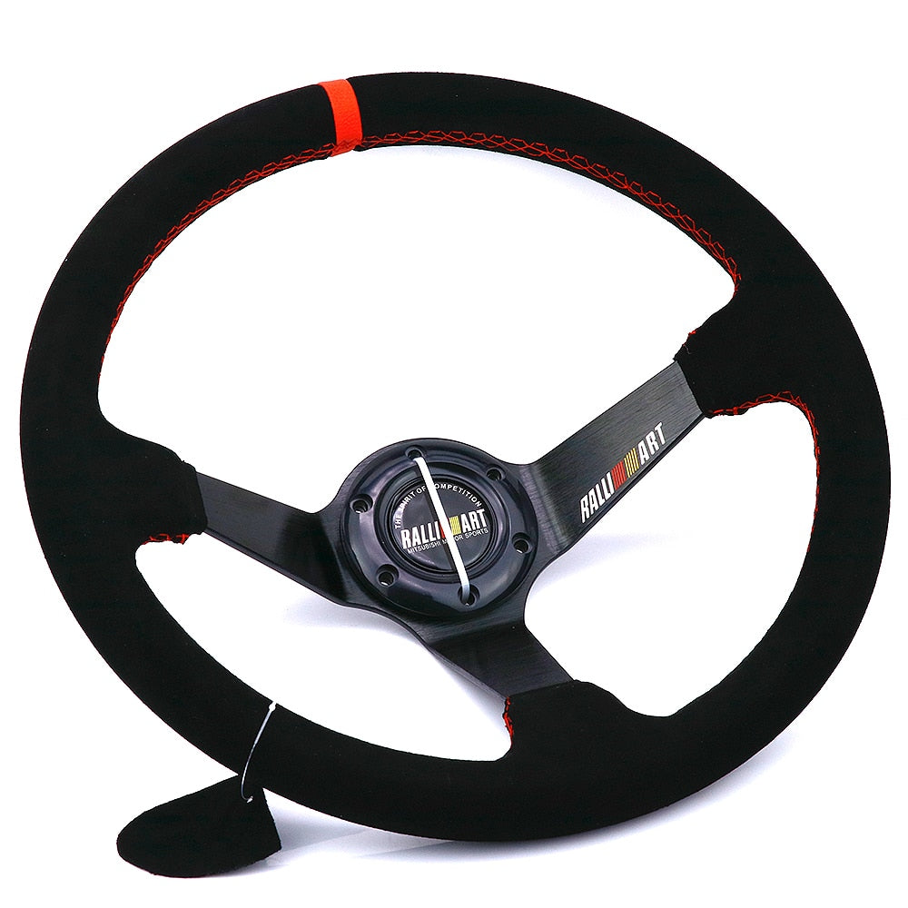 RALLIART black suede leather deep steering wheel