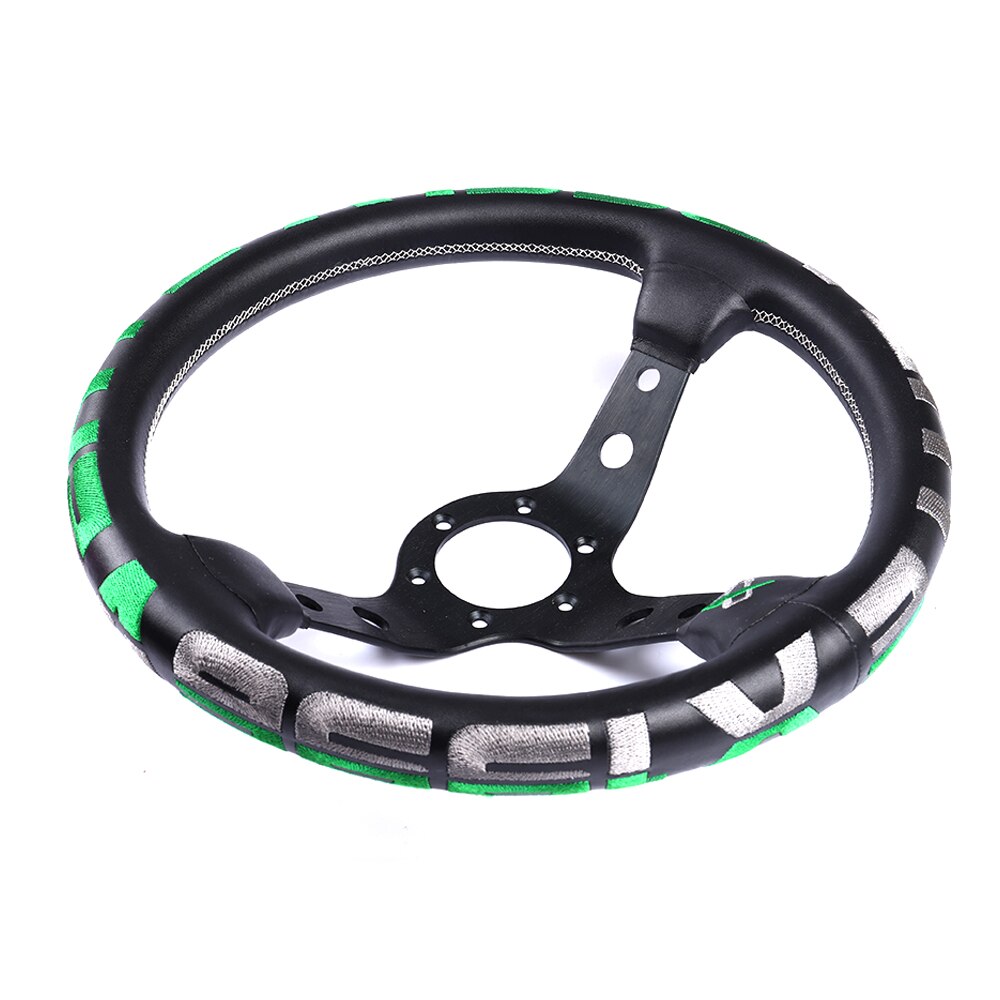 Universal 13&quot; embroidered genuine leather racing steering wheel