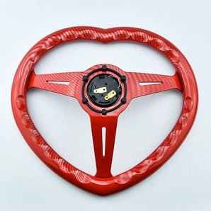 JDM Red Carbon Fiber Universal Modified Racing Car Steering Wheel For Girls