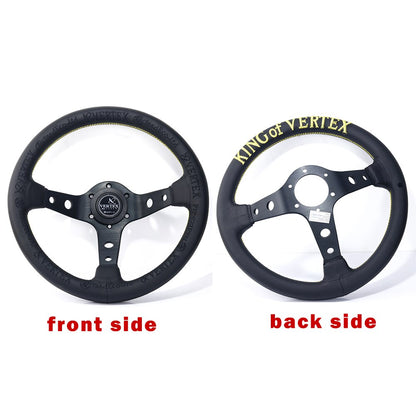 VERTEX KING 330mm jdm Racing Black Genuine Leather Drift Sport Steering Wheel