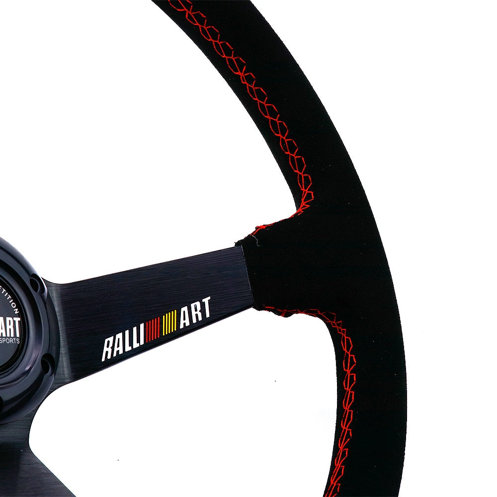 RALLIART black suede leather deep steering wheel