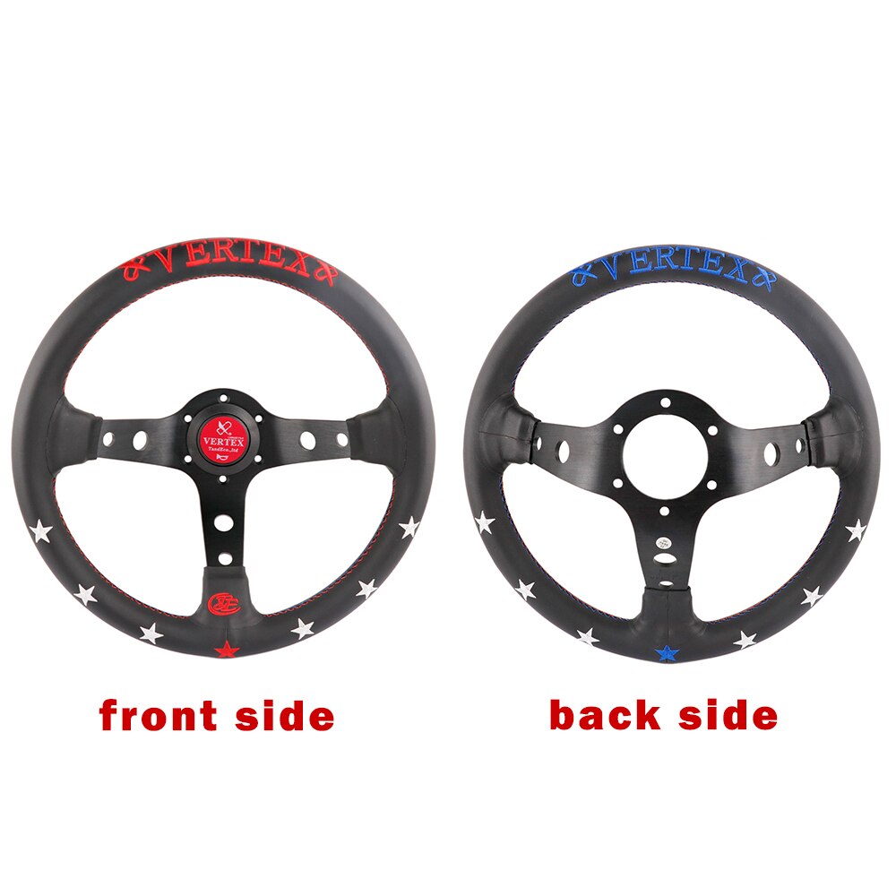 VERTEX KING 330mm jdm Racing Black Genuine Leather Drift Sport Steering Wheel
