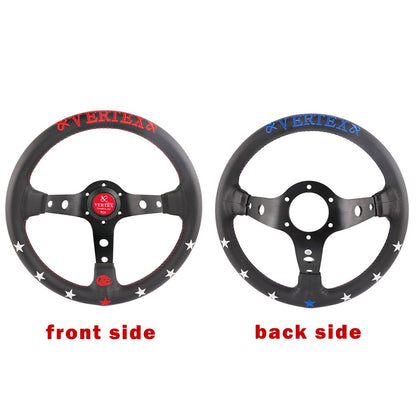 VERTEX KING 330mm jdm Racing Black Genuine Leather Drift Sport Steering Wheel