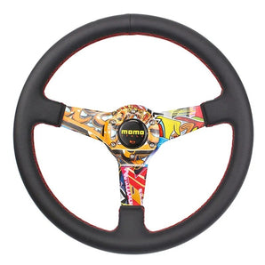 Universal racing leather steering wheel MOMO Drift