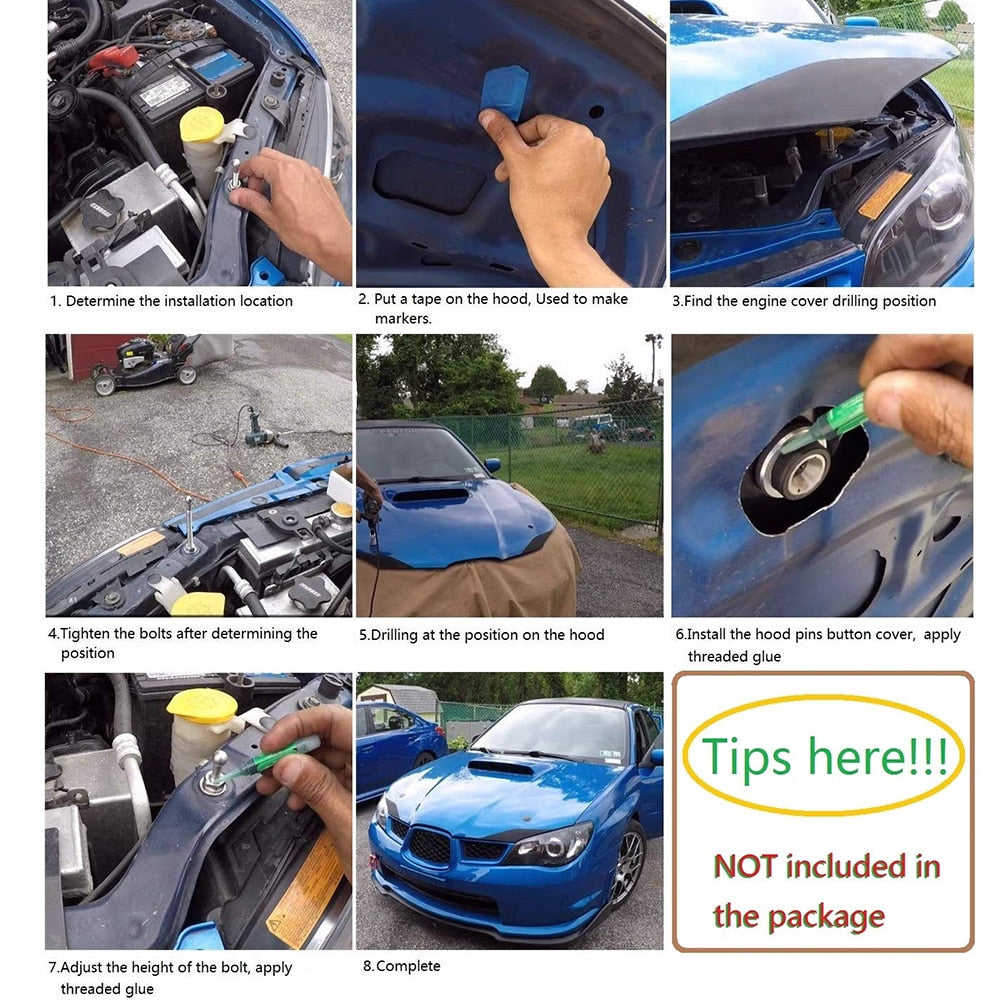 Universal buttons for car hood