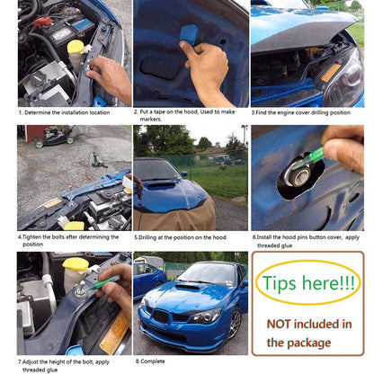 Universal buttons for car hood