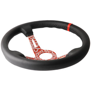 Racing sports steering wheel in MOMO style made of genuine leather