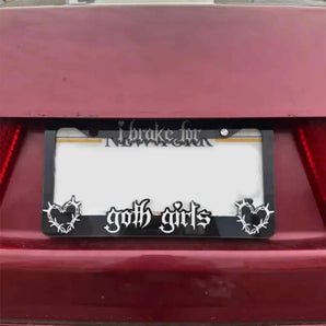 Black license plate frames, for girls