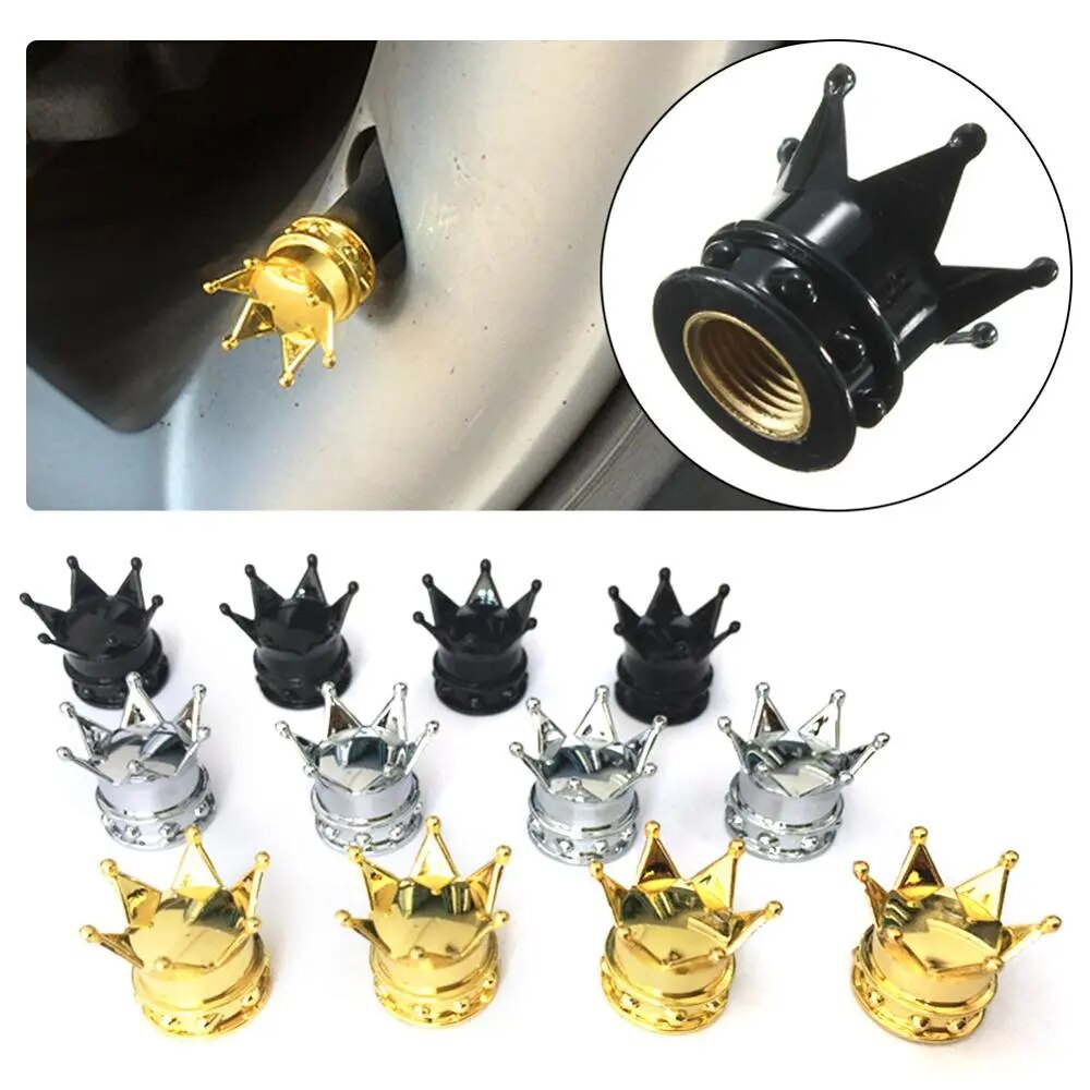 Tire valve cap with crown