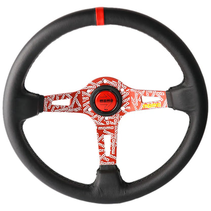 Racing sports steering wheel in MOMO style made of genuine leather