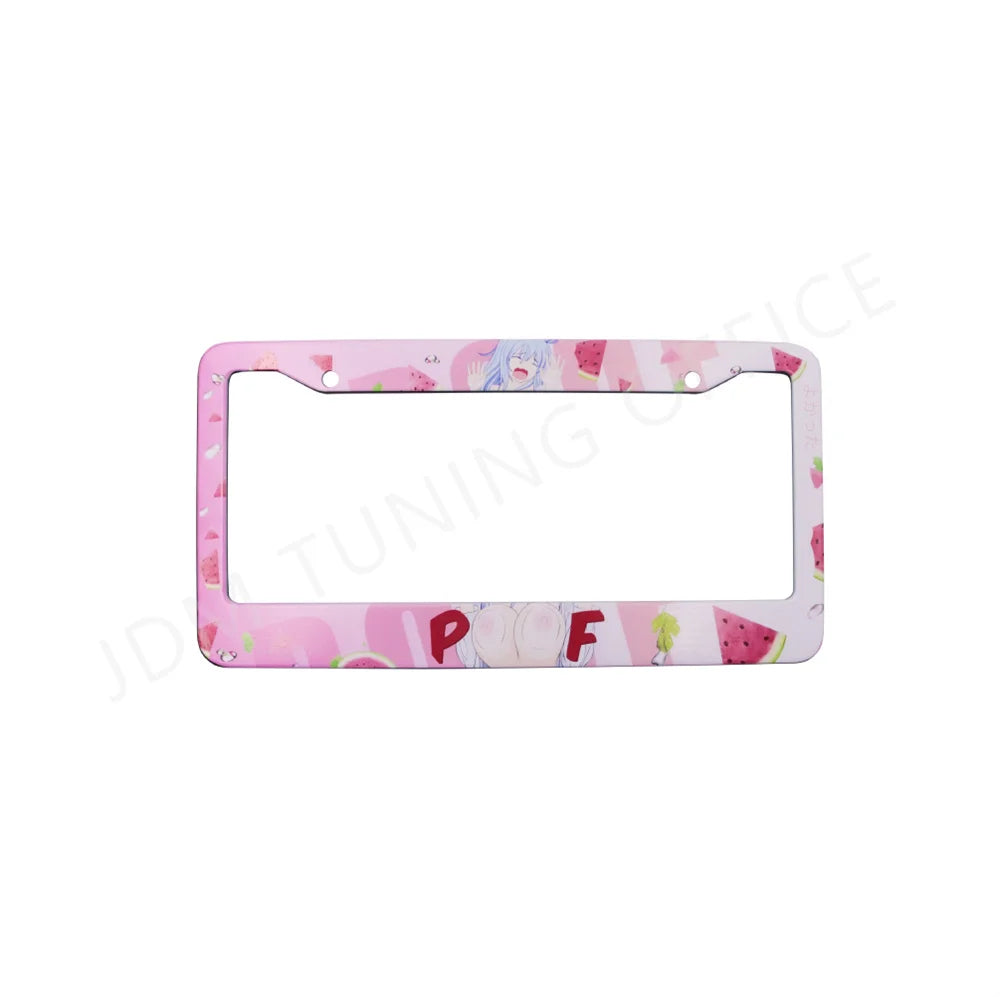 Cute watermelon Japanese anime style license plate frames