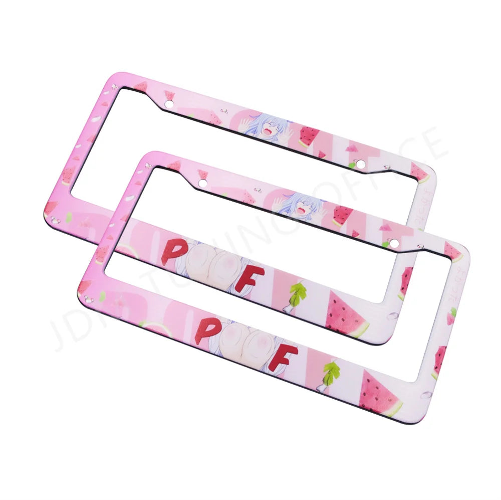 Cute watermelon Japanese anime style license plate frames