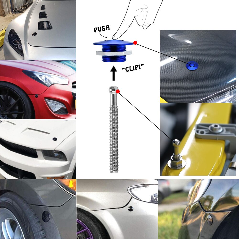 Universal buttons for car hood