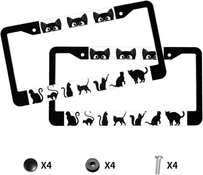 Black Cat License Plate Frame
