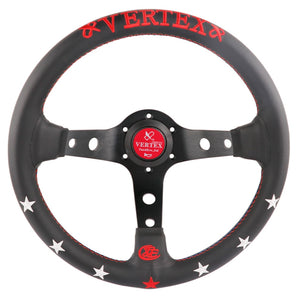 VERTEX KING 330mm jdm Racing Black Genuine Leather Drift Sport Steering Wheel