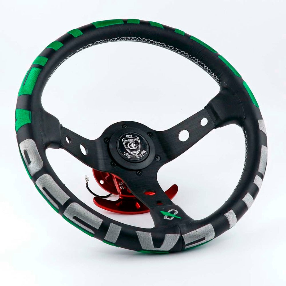 Vertex 1996 13inch Genuine Leather Embroidery Drift Sport Steering Wheel