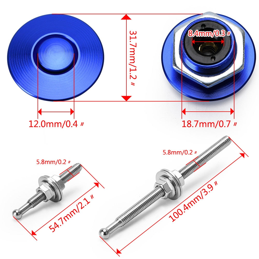 Universal buttons for car hood