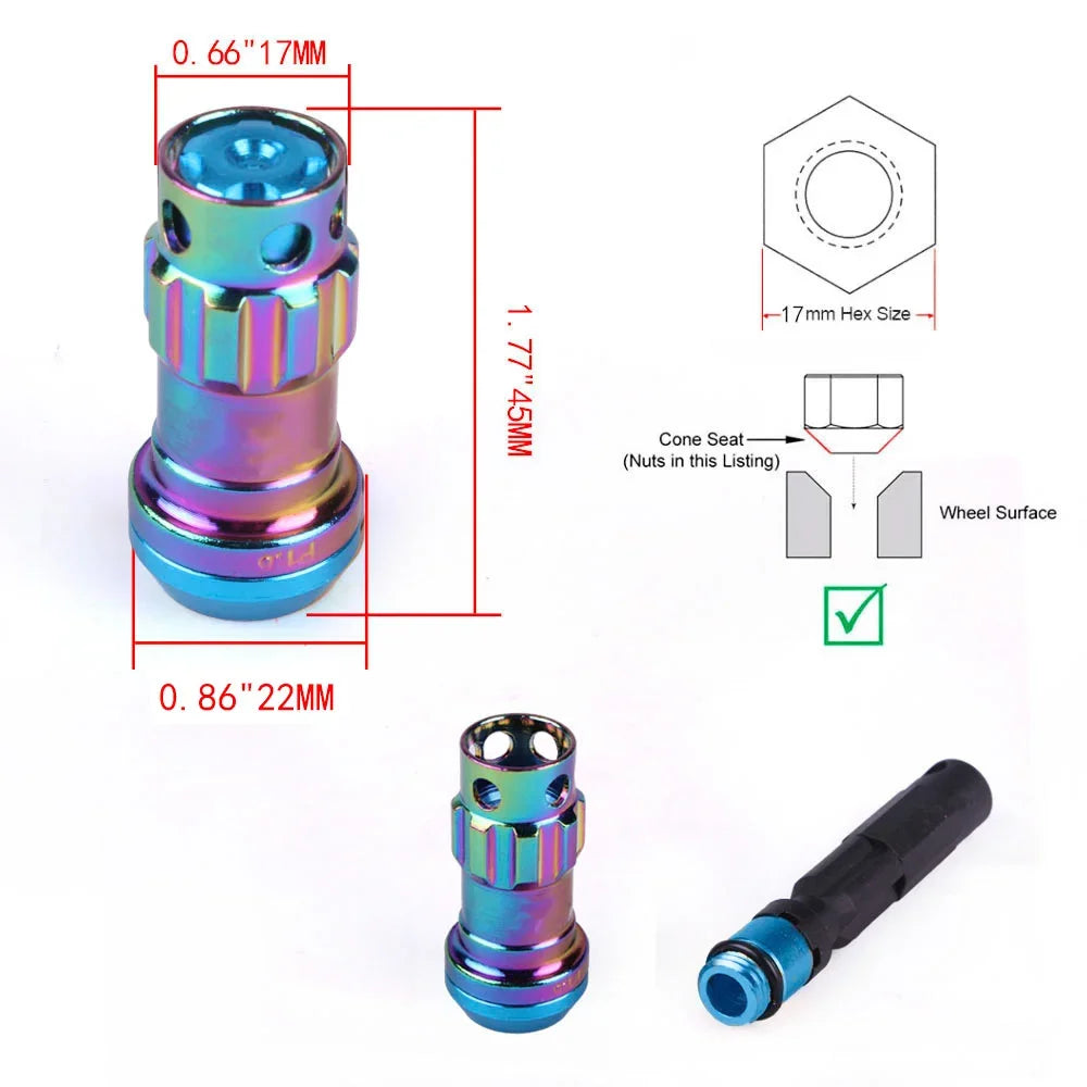 Wheel nuts with lock + 2 sets of safety keys