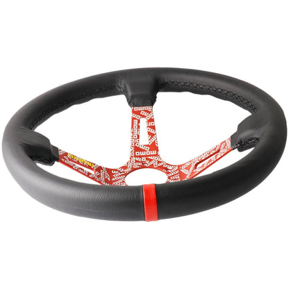 Racing sports steering wheel in MOMO style made of genuine leather